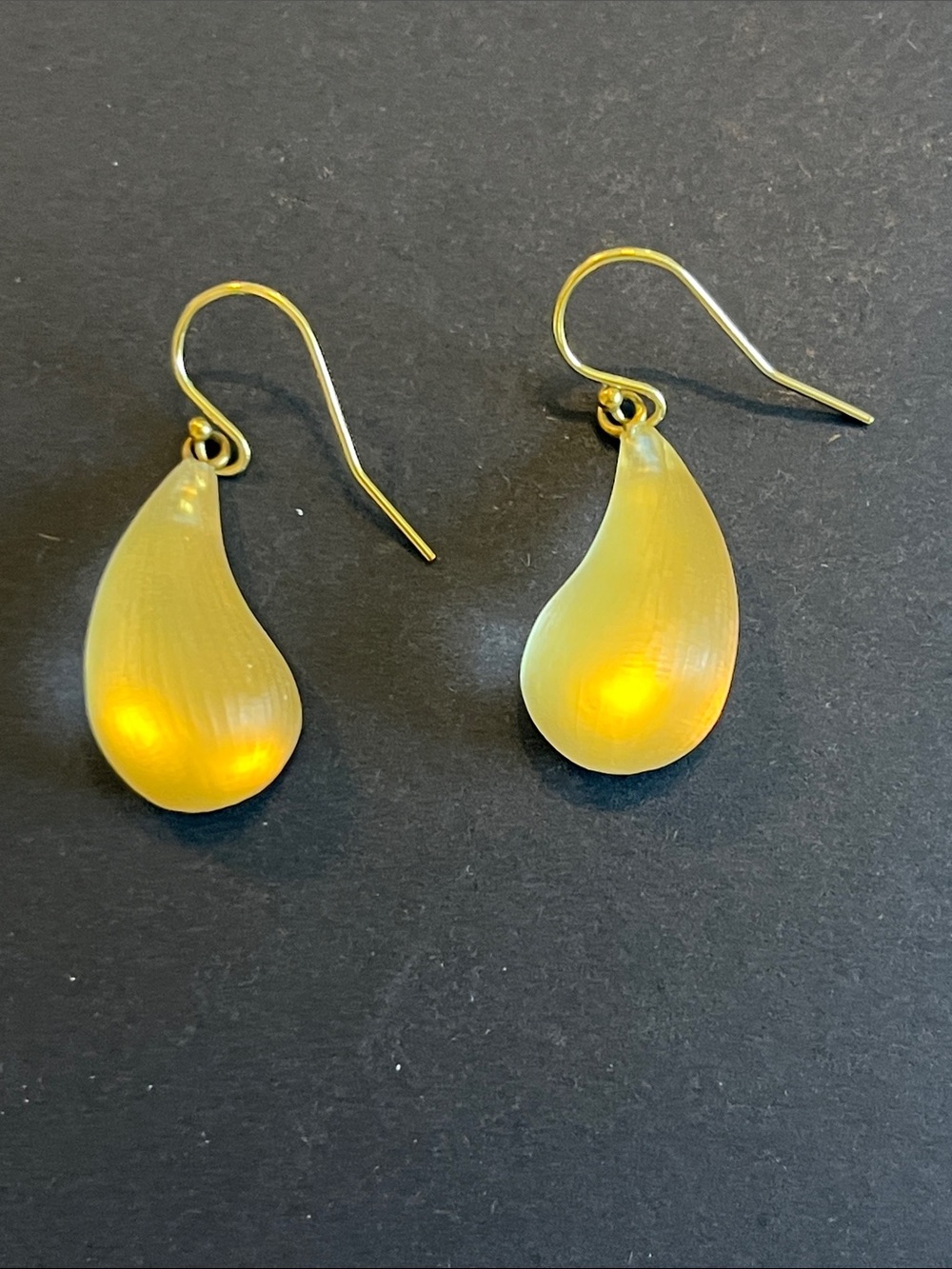 Alexis Bittar Lucite Teardrop Dangle Earrings Gold Tone